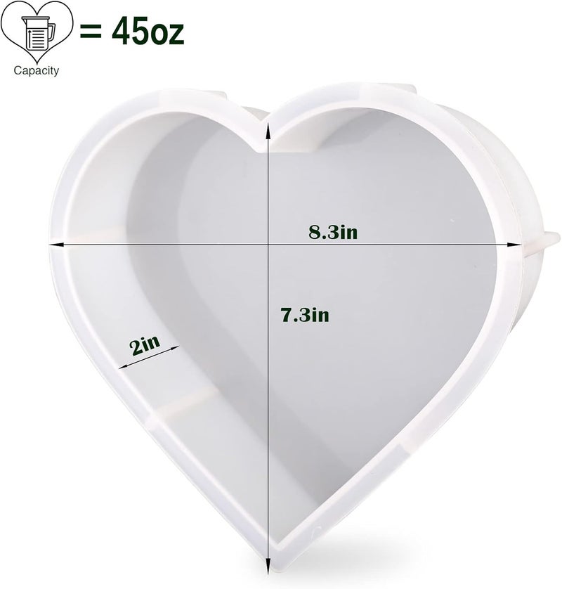 Actvty Large Silicone Molds for Resin, Heart Resin Mold, Epoxy Resin Molds for Flowers Preservation, Resin Art Casting, DIY Wedding, Valentine, Home Decors (8.3'' x 2'') - Image 2